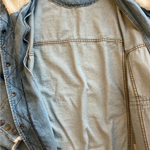 Free People Sherpa Trim Denim Chore Jacket - Picture 4 of 5